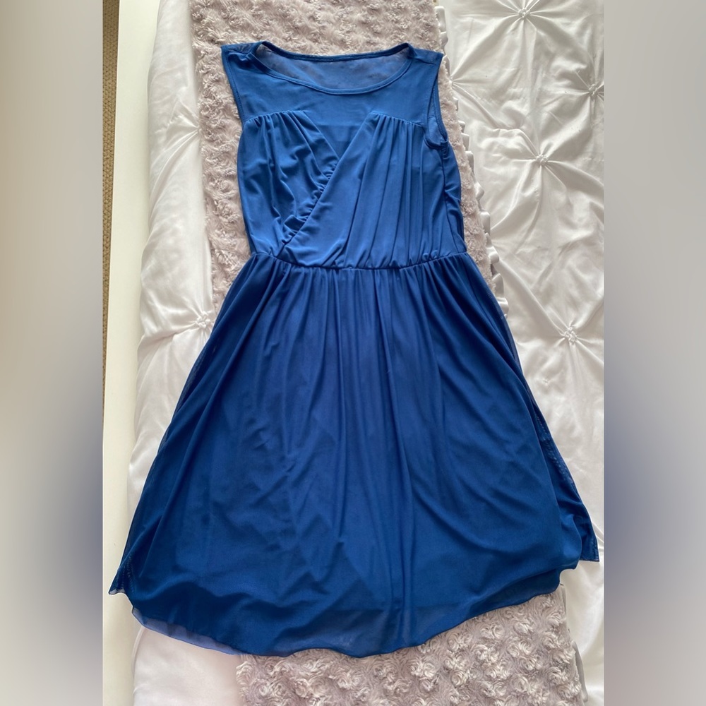 JACK - Blue Skater Mesh A-Line Dress, Size 0